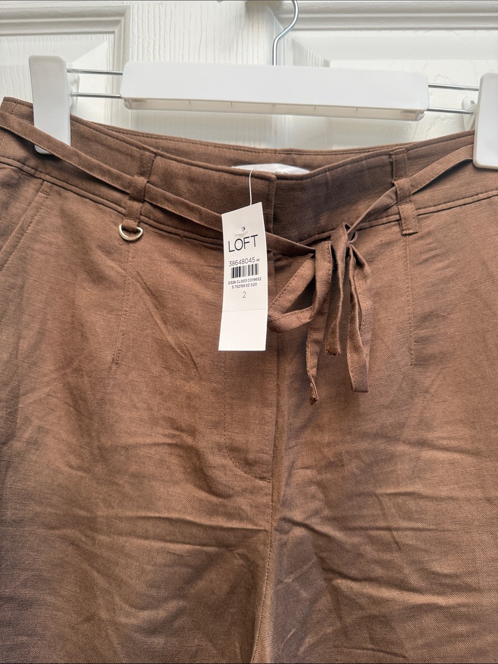 LOFT Brown Wide-Leg Drawstring Pants - Picture 2 of 4